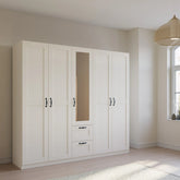 Rauch Cottage 226cm Wide 5 Door Wardrobe with Drawers - Pendle Village Furniture